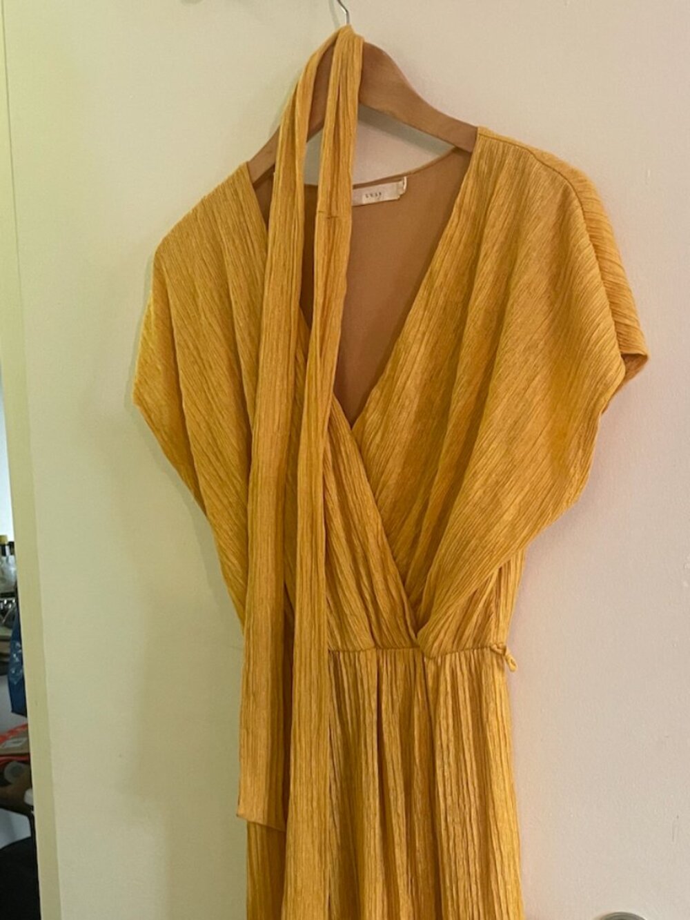 Lush Gold False Wrap Summer Dress